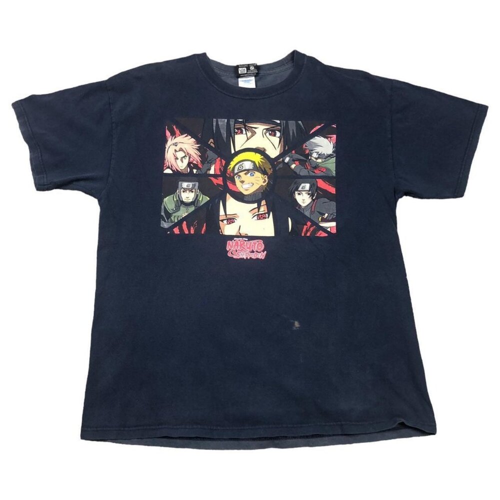 2002 Naruto Shippuden Cast Logo‎ Faded Shirt Adult Size Large